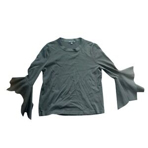 COS Women's Black Long Sleeve Knit Top with Dramatic Fluted Bell Sleeves